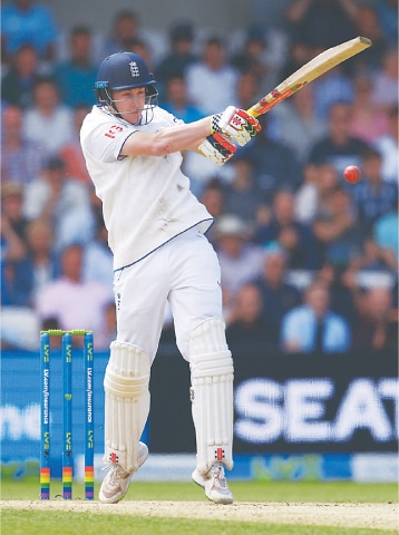 England batter Harry Brook pulls during the third Ashes Test against Australia at Headingley on Sunday.—Reuters