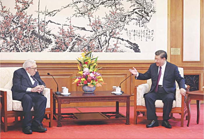 Chinese President Xi Jinping meets with Henry Kissinger in Beijing, on Thursday.&shy;&mdash;Reuters