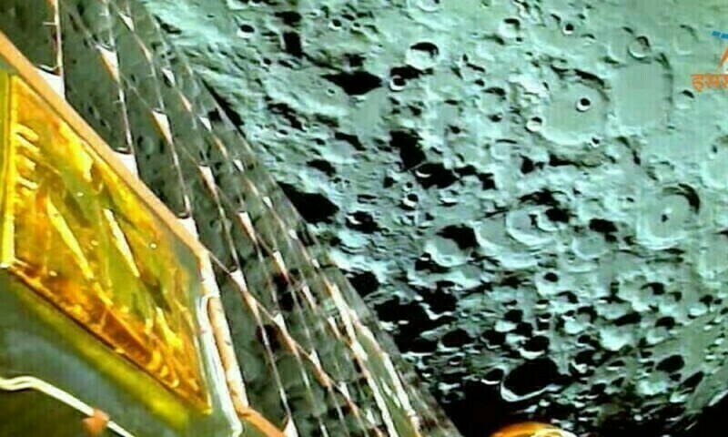 A view of the moon as viewed by the Chandrayaan-3 lander during Lunar Orbit Insertion on August 5, 2023 in this screengrab from a video released August 6, 2023. —ISRO/Handout via Reuters A view of the moon as viewed by the Chandrayaan-3 lander during Lunar Orbit Insertion on August 5, 2023 in this screengrab from a video released August 6, 2023. —ISRO/Handout via Reuters