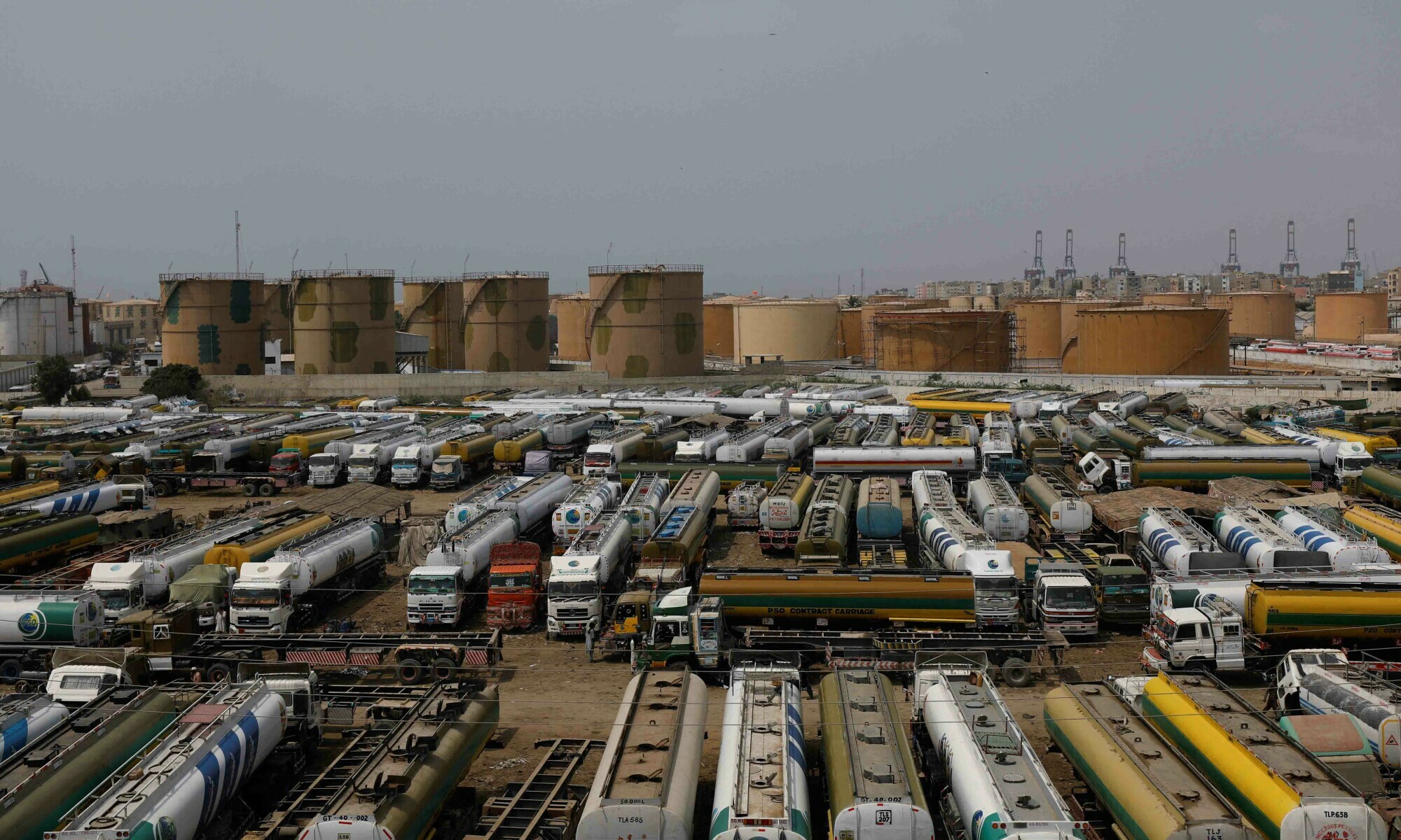 Oil tankers are seen parked, following the protest by the All Pakistan Oil Tankers Owners Association, demanding the hike in fares, expansion of quota in onshore white pipeline transportation and permit to use old vehicles, in Karachi on September 19. — Reuters Oil tankers are seen parked, following the protest by the All Pakistan Oil Tankers Owners Association, demanding the hike in fares, expansion of quota in onshore white pipeline transportation and permit to use old vehicles, in Karachi on September 19. — Reuters