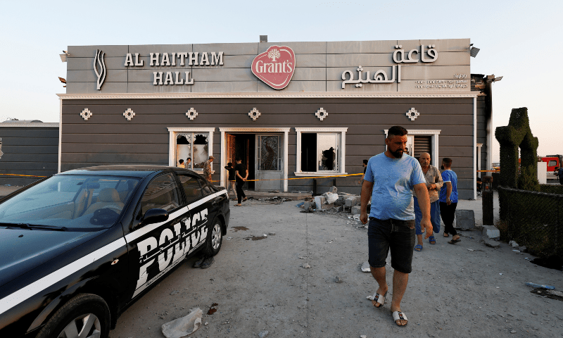  A view of the site following a fatal fire at a wedding celebration, in the district of Hamdaniya in Iraq’s Nineveh province, Iraq, September 27. — Reuters 