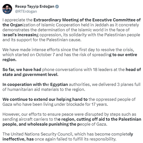 UN Security Council has &lsquo;not fulfilled its responsibility&rsquo; in Gaza: Erdogan