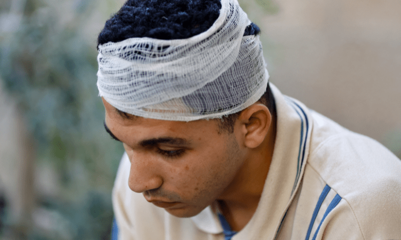 Dima Alladmdani&rsquo;s brother Hamza, who also escaped to avoid the constant onslaught of Israeli airstrikes in Gaza City and settled in a shelter that was later hit by Israeli jets which killed 13 of his relatives. &mdash; Reuters/Mohammed Salem