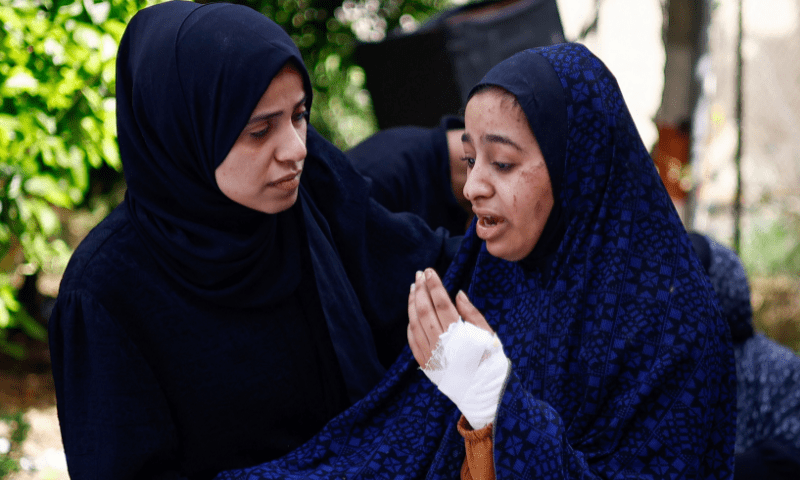 Dima Allamdani reacts at a hospital in Khan Younis in the southern Gaza Strip. &mdash; Reuters/Mohammed Salem
