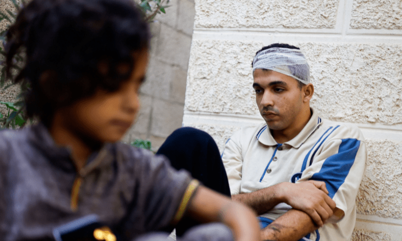 Dima Alladmdani&rsquo;s brother Hamza looks on, in Khan Younis in in the southern Gaza Strip. &mdash; Reuters/Mohammed Salem