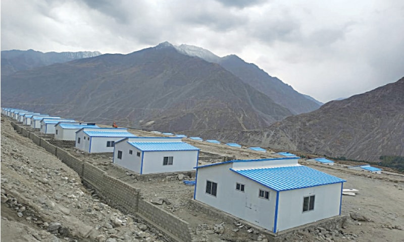 Pre-fabricated houses have been rebuilt in flood-hit Bubar village in Gilgit-Baltistan. &mdash; Dawn