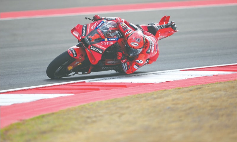 DUCATI Lenovo Team&rsquo;s Francesco Bagnaia of Italy competes in the Indonesian Grand Prix MotoGP at the Mandalika International Circuit on Sunday.&mdash;AFP