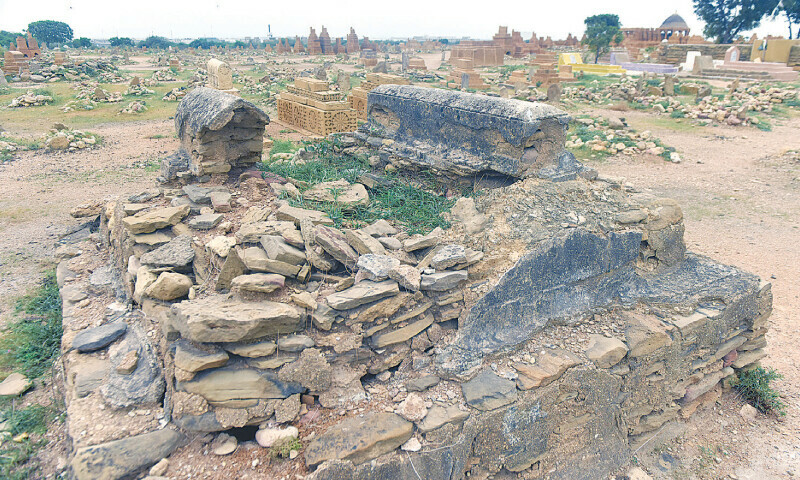 A damaged grave in the Chaukhandi graveyard. &mdash;Fahim Siddiqi / White Star