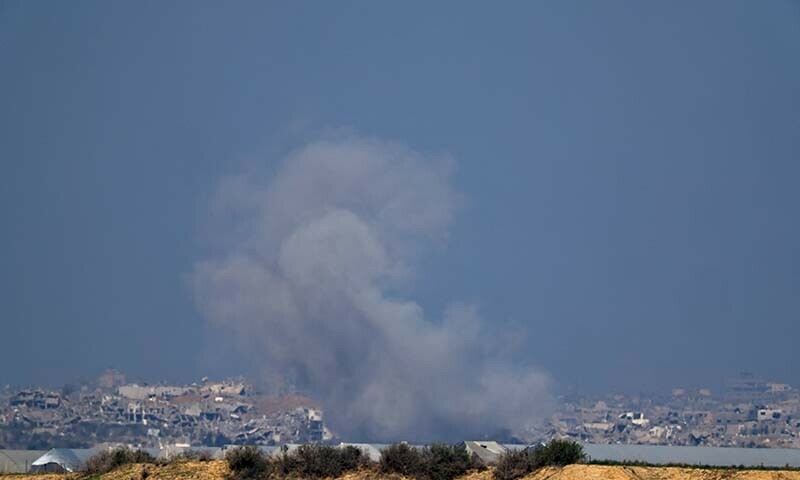 Smoke rises over in the southern Gaza Strip during Israeli bombardment on December 19, 2023. &mdash; Reuters