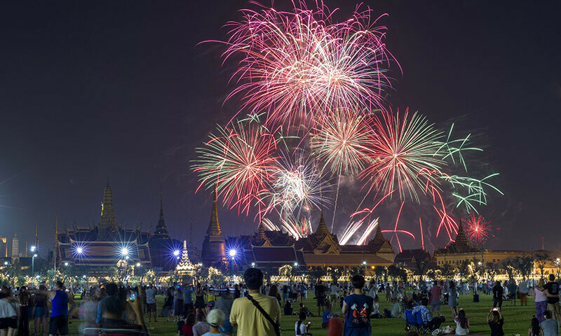 Fireworks explode over the Grand Palace during the New Year celebrations, in Bangkok, Thailand, January 1, 2024. — Reuters