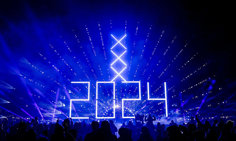People celebrate 2024 during a fireworks show for children at Museumplein in Amsterdam, on December 31, 2023. — AFP