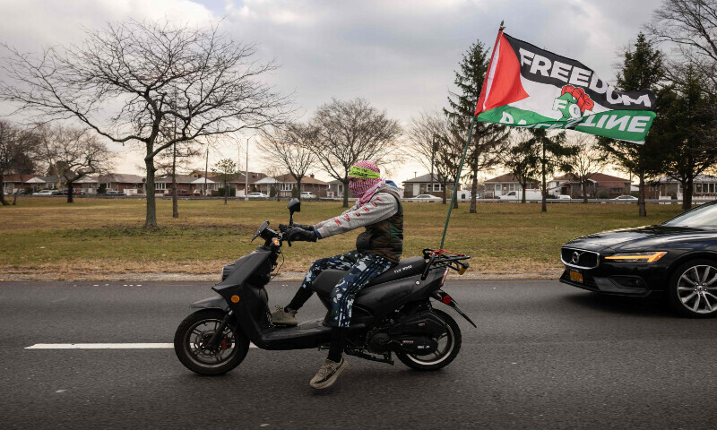 Protesters rally during the &ldquo;Global Strike for Gaza!&rdquo; in support of Palestinians near John F. Kennedy International Airport on January 1, 2024, in the Brooklyn borough of New York. &mdash; AFP