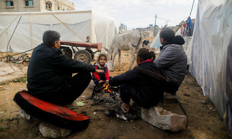 Displaced Palestinians, who fled their homes due to Israeli strikes in Rafah, southern Gaza Strip, January 5, 2024. &mdash; Reuters