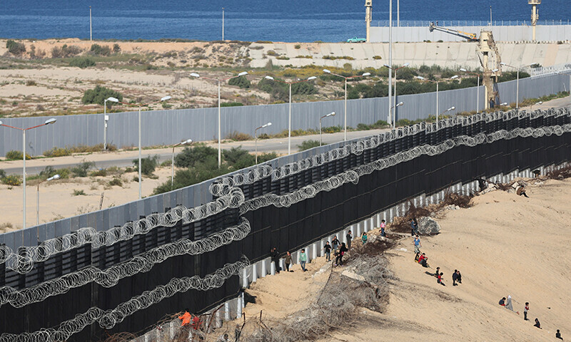 Displaced Palestinians, who fled their houses due to Israeli strikes, seek shelter near the border with Egypt, in Rafah in the southern Gaza Strip on January 7, 2024 &mdash; Reuters