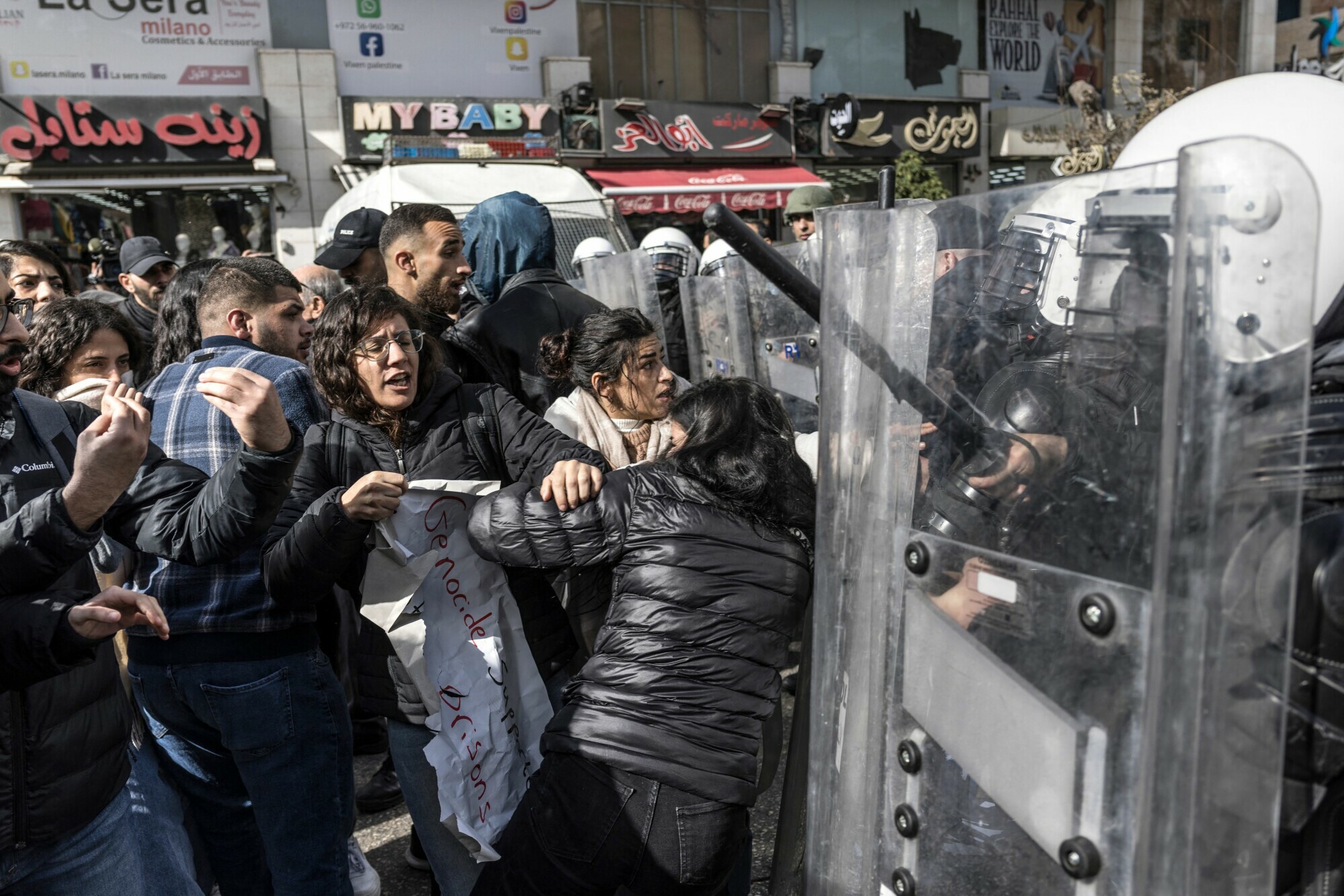 Palestinians are confronted by Palestinian Authority security forces as they protest during a visit by US Secretary of State Antony Blinken in Ramallah, in the Israeli-occupied West Bank on January 10. &mdash; AFP