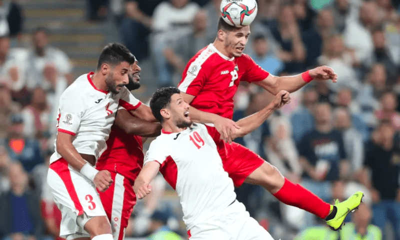 Palestine’s Mahmoud Wadi heads for a goal during the AFC Asian Cup, Palestine v Jordan, Group B match at Mohammed Bin Zayed Stadium, Abu Dhabi, on January 15, 2019 — Reuters