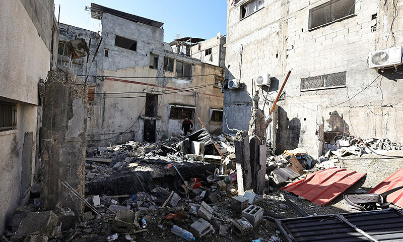 This photograph taken on January 19, 2024 in the occupied West Bank shows the rubble of a demolished house in the refugee camp in Tulkarem, where the Israeli army carried out overnight raids. &mdash; AFP