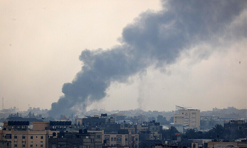 Smoke billows over Rafah in the southern Gaza Strip during Israeli bombardment on January 29, 2024 &mdash; AFP