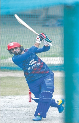 Afghanistan&rsquo;s Mohammad Nabi takes part in a practice session at the Punjab Cricket Association Stadium on Wednesday, ahead of the first Twenty20 International against India.&mdash;AFP