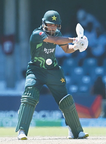 EAST LONDON: Pakistan opener Shahzaib Khan in action during the U-19 World Cup match against New Zealand at Buffalo Park on Saturday.&mdash;courtesy ICC