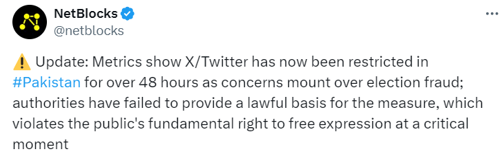 X services restricted across country for over 48 hours running: NetBlocks