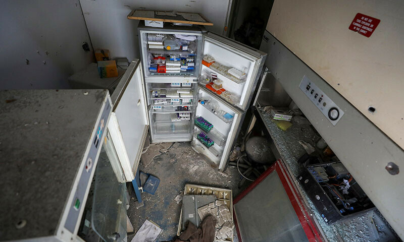 Tubes of specimens lie inside a broken fridge inside Al Basma IVF Centre, Gaza&rsquo;s largest fertility clinic which was struck in an Israeli shell, in Gaza City. &mdash; Reuters