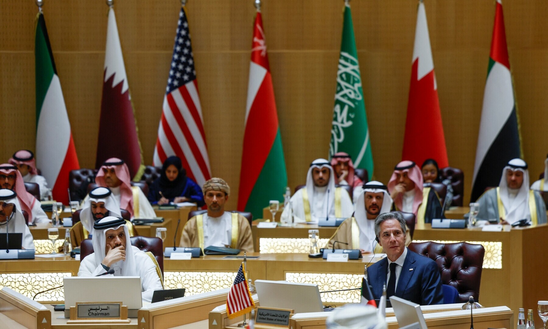 Saudi Foreign Minister Prince Faisal bin Farhan bin Abdullah, US Secretary of State Antony Blinken and others attend a Joint Ministerial Meeting of the GCC-US Strategic Partnership, in Riyadh, Saudi Arabia on April 29. &mdash; Reuters 
