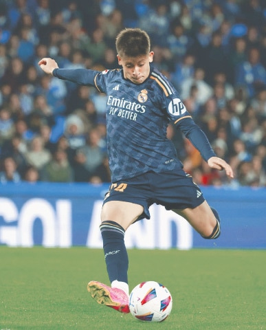 REAL Madrid&rsquo;s Arda Guler in action during the La Liga match against Real Sociedad at the Reale Arena.&mdash;Reuters