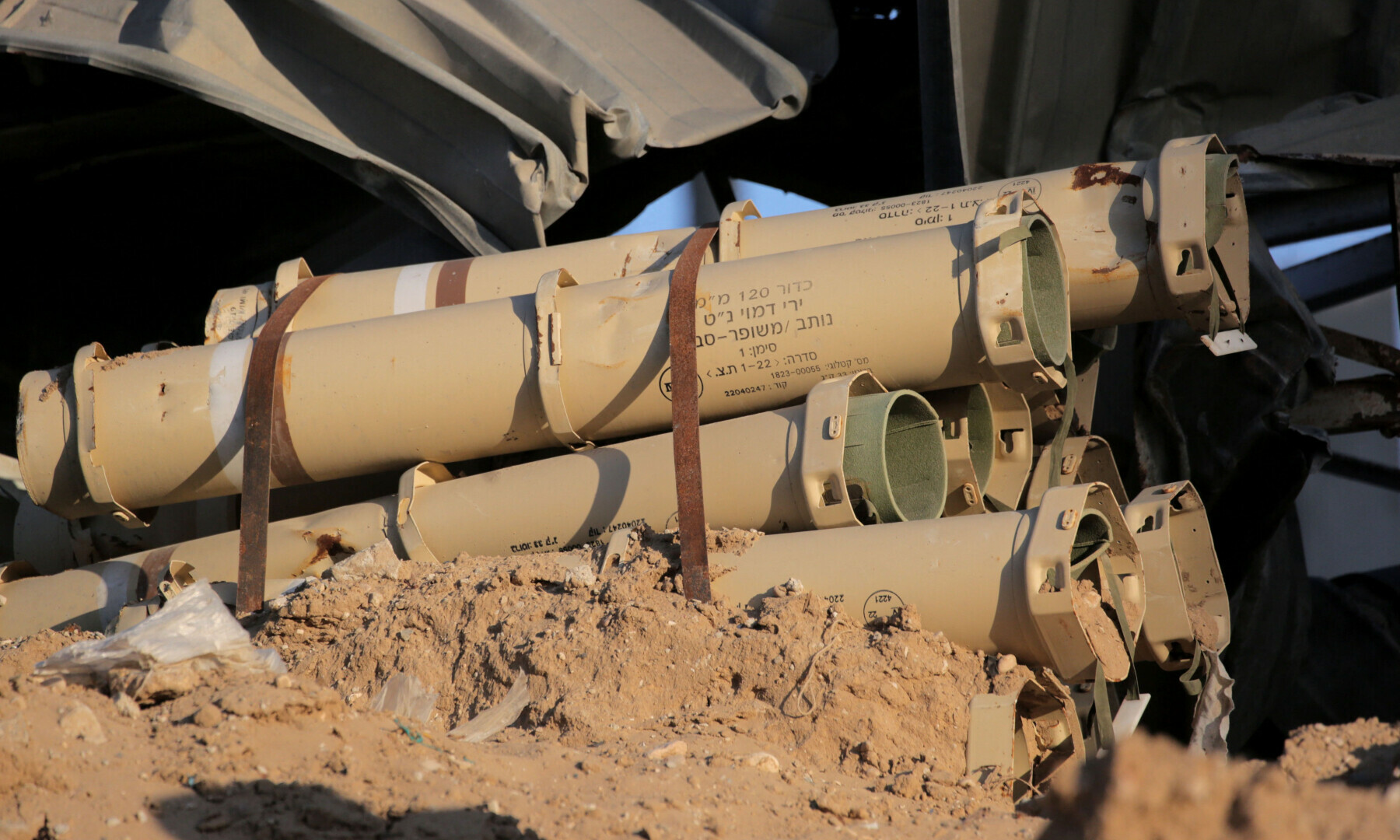  Empty Israeli ammunition containers are pictured in Khan Younis in the southern Gaza Strip on May 16. &mdash; AFP 