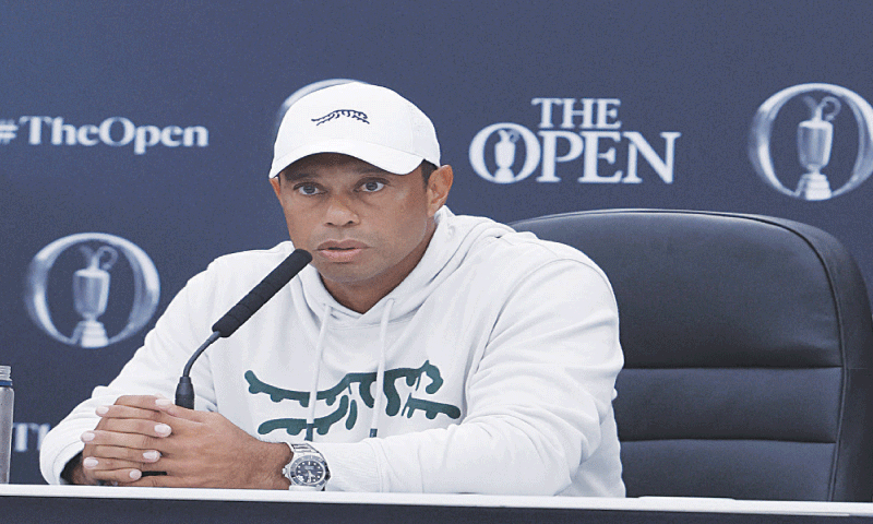TROON: Tiger Woods of the US speaks during a press conference at the Royal Troon Golf Club on Tuesday.—Reuters TROON: Tiger Woods of the US speaks during a press conference at the Royal Troon Golf Club on Tuesday.—Reuters