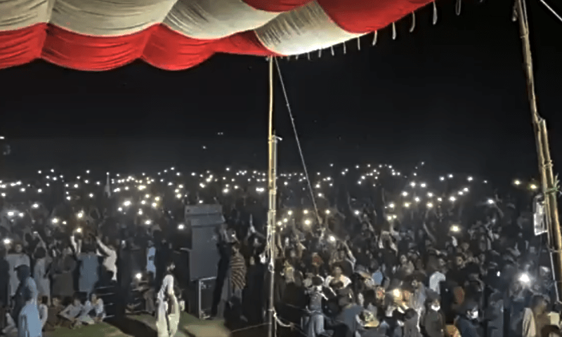 Baloch Yakjehti Committee rally is welcomed at Noshki late on Sunday night, Aug 11. — BYC/X Baloch Yakjehti Committee rally is welcomed at Noshki late on Sunday night, Aug 11. — BYC/X