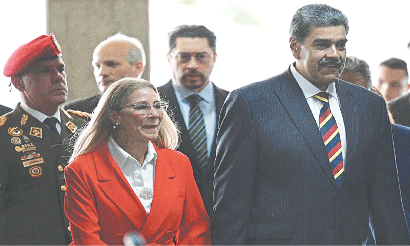 VENEZUELA&rsquo;s President Nicolas Maduro and his wife Cilia Flores arrive at the supreme court in Caracas, on Friday.&mdash;AFP