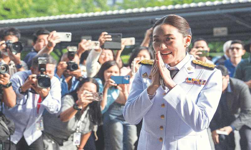 Bangkok: Paetongtarn Shinawatra arrives for the royal endorsement ceremony, where she would be appointed as the new prime minister of Thailand, on Sunday.—AFP Bangkok: Paetongtarn Shinawatra arrives for the royal endorsement ceremony, where she would be appointed as the new prime minister of Thailand, on Sunday.—AFP