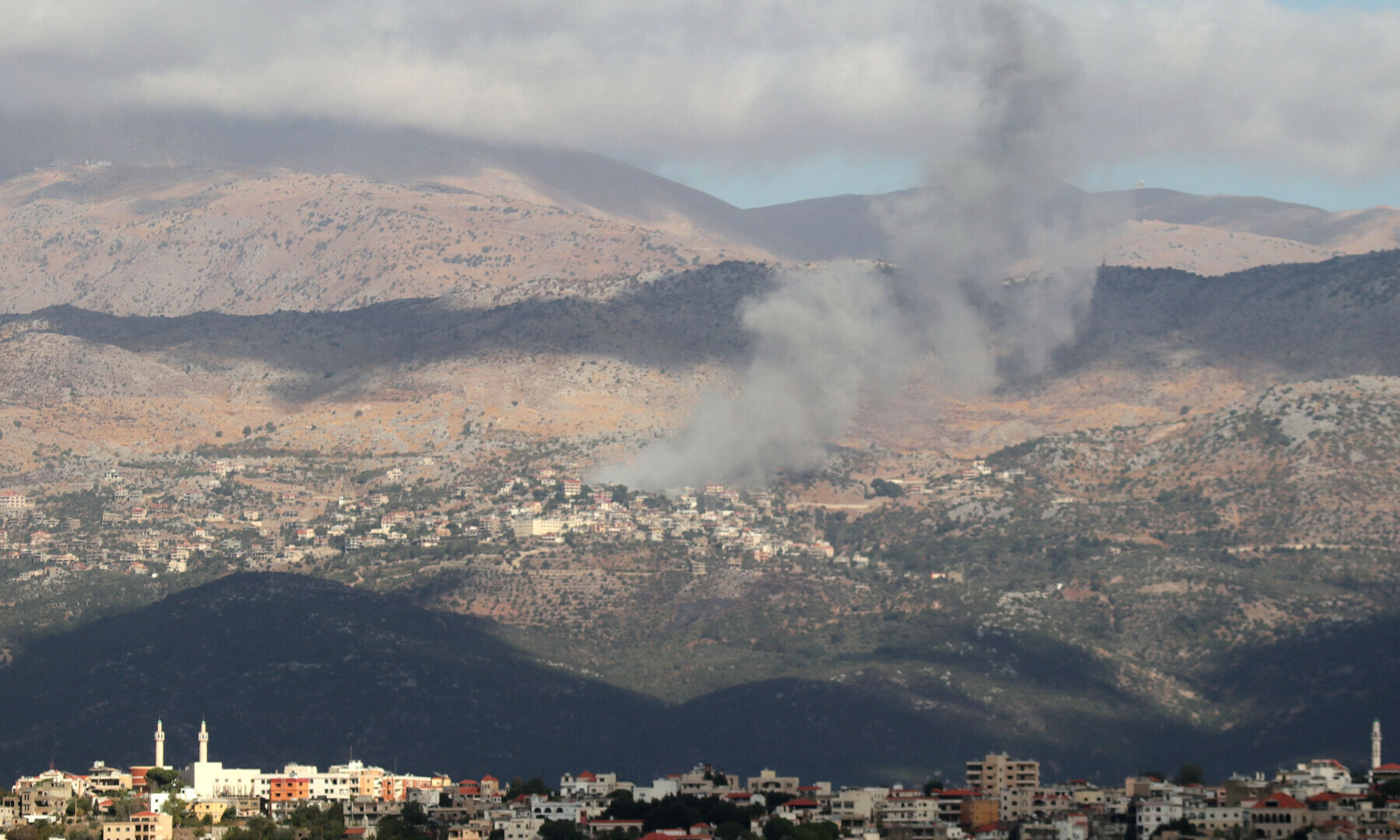  A smoke plume billows during Israeli bombardment on the village of Kfarshuba in south Lebanon near the border with Israel on Sept 16, 2024. &mdash; AFP 