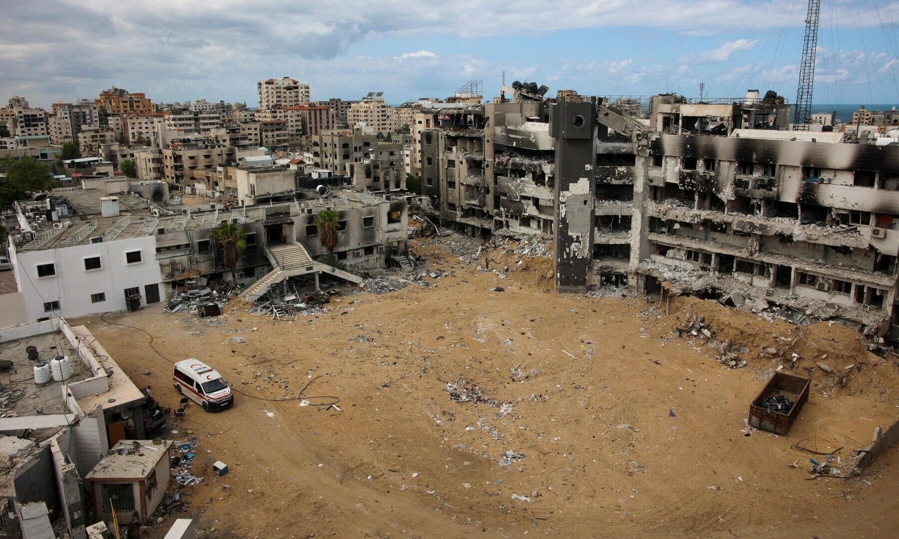 This aerial picture shows the destroyed Al-Shifa hospital in Gaza City on Sept 17, 2024. — AFP/File