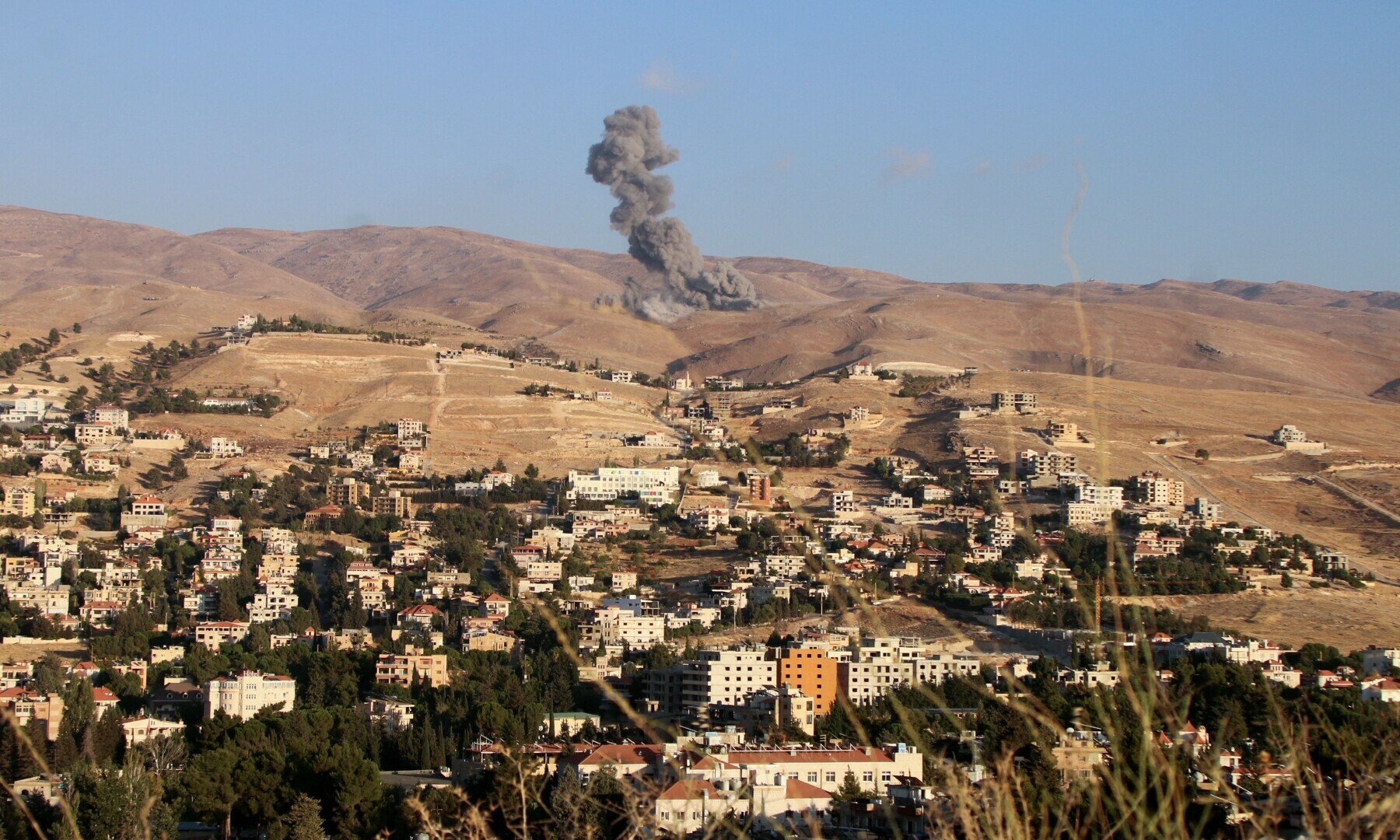  Smoke billows from the site of an Israeli airstrike on the eastern areas of Baalbeck in the Bekaa valley on September 23, 2024. &mdash; AFP 