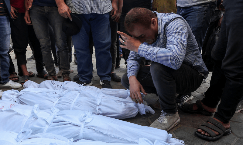  A mourner reacts next to the bodies of Palestinians killed in Israeli strikes, at Al-Aqsa Martyrs Hospital in Deir Al-Balah in the central Gaza Strip on Sept 23, 2024. &mdash; Reuters 