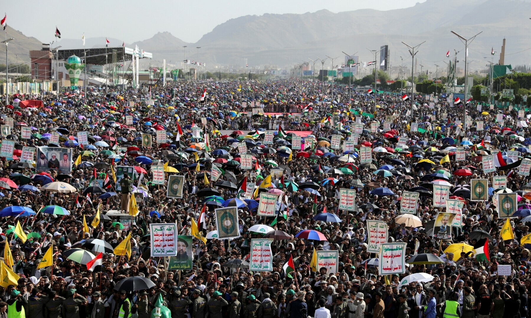  Protesters, mainly Houthi supporters, rally to show support to Palestinians in the Gaza Strip and Lebanon&rsquo;s Hezbollah, in Sanaa, Yemen on Sept 27, 2024. &mdash; Reuters 