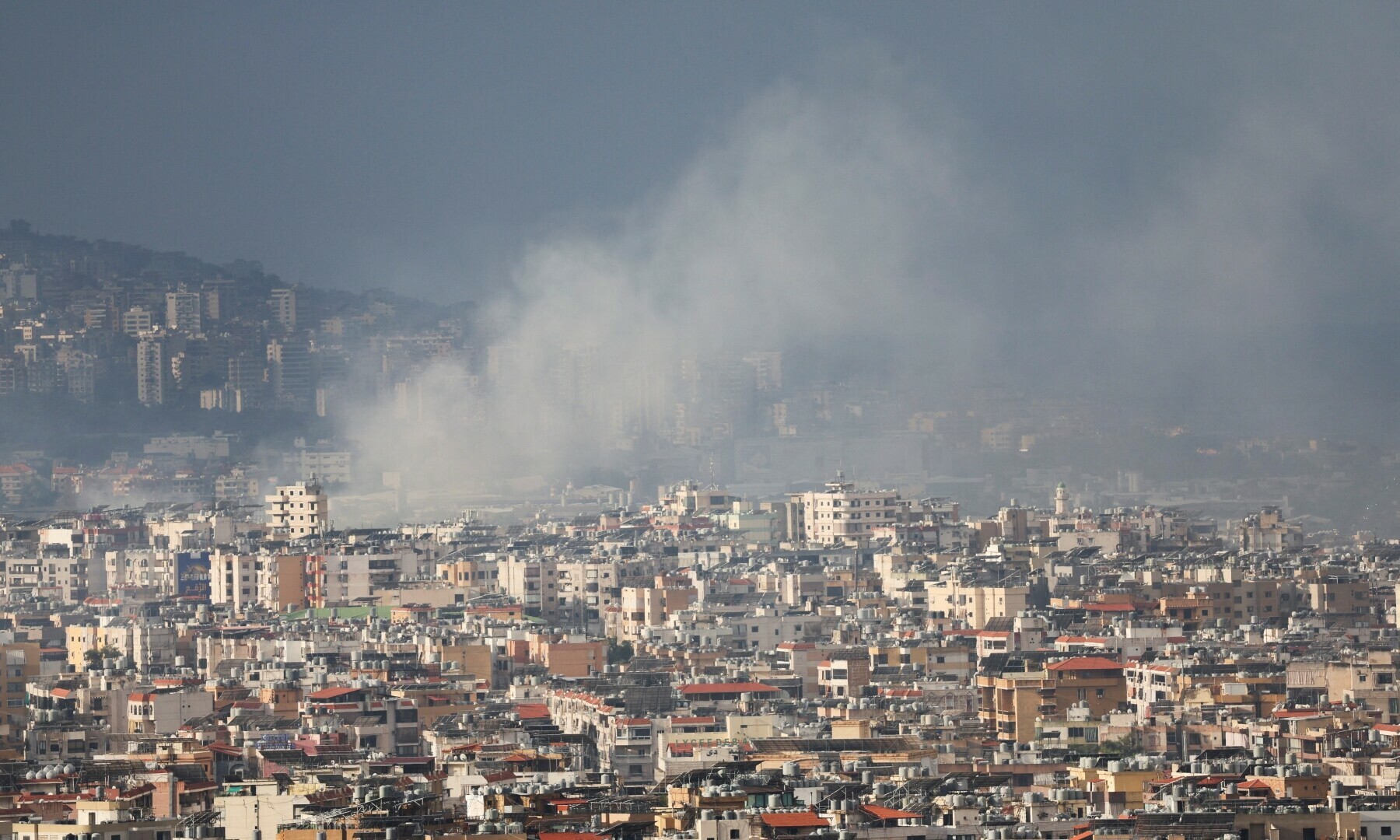  Smoke rises over Beirut&rsquo;s southern suburbs after a strike, amid the ongoing hostilities between Hezbollah and Israeli forces, as seen from Sin El Fil, Lebanon, on Oct 1, 2024. &mdash; Reuters 