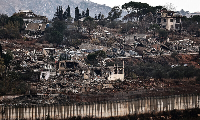 A view of destruction in southern Lebanon, amid cross-border hostilities between Hezbollah and Israel, as seen from northern Israel on November 18. — Reuters