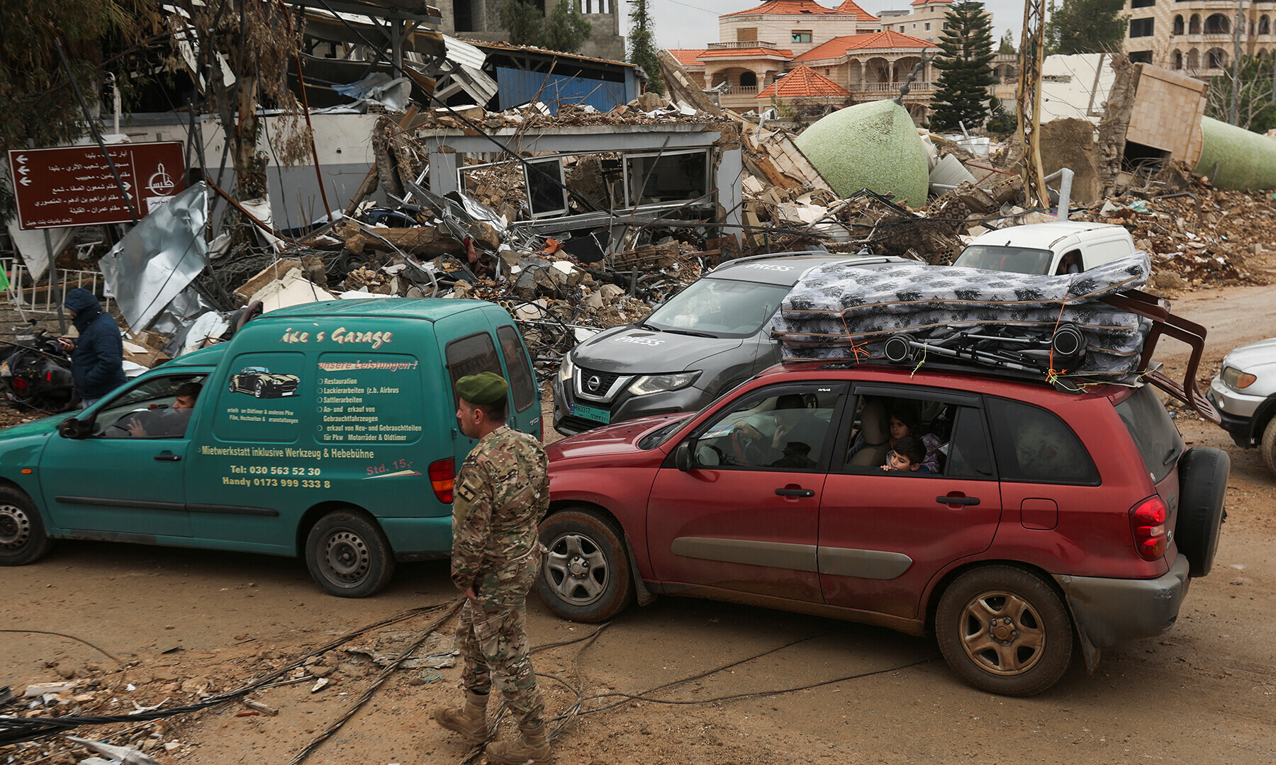Displaced people return back to Bent Jbeil in cars, after a ceasefire between Israel and Hezbollah took effect, southern Lebanon, November 27. — Reuters
