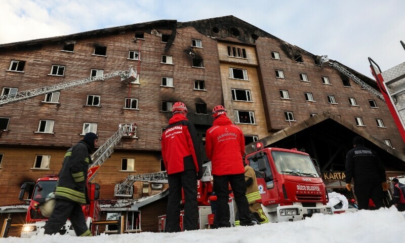 Members of Turkish Gendarmerie stand in front of a hotel, following a deadly fire, in the ski resort of Kartalkaya, in Bolu, Turkiye, January 21, 2025. — Reuters Members of Turkish Gendarmerie stand in front of a hotel, following a deadly fire, in the ski resort of Kartalkaya, in Bolu, Turkiye, January 21, 2025. — Reuters