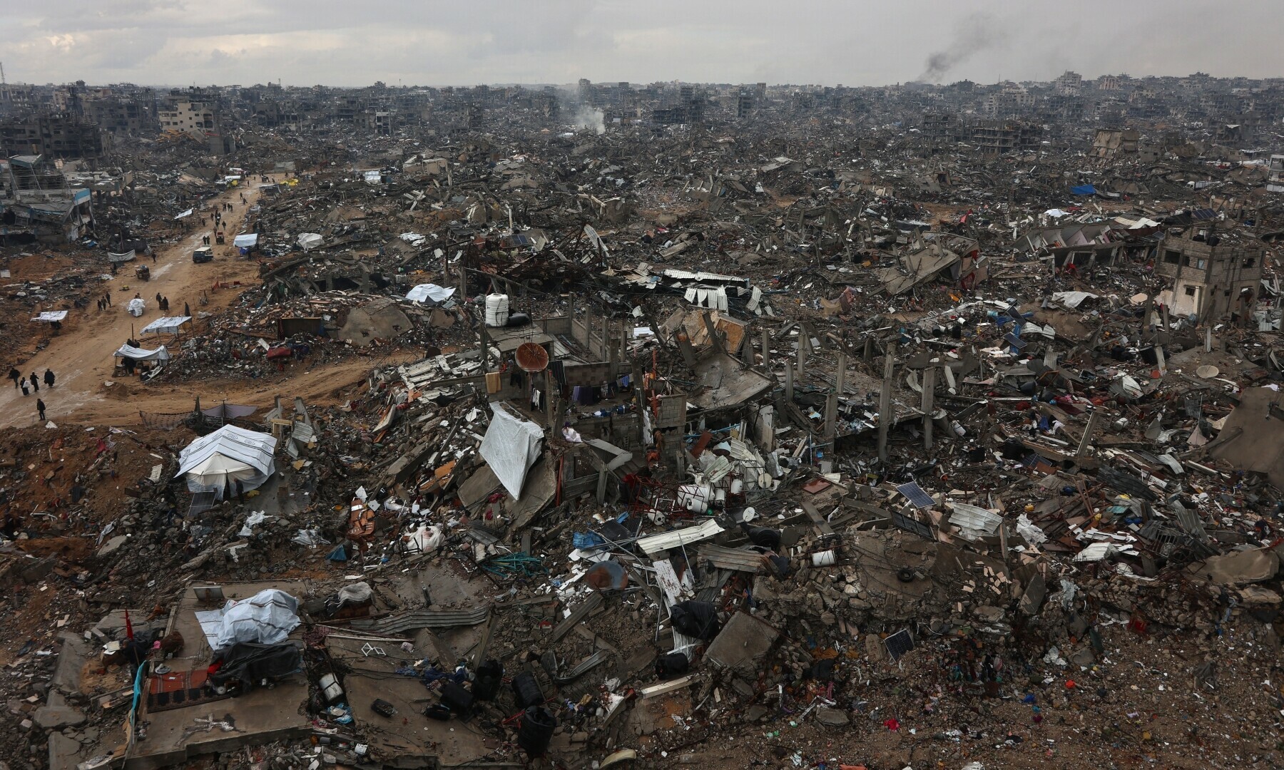 This picture shows a general view of the destruction as displaced Palestinians return to the northern areas of the Gaza Strip, in Jabalia, on January 23, during a ceasefire between Israel and Hamas. — AFP