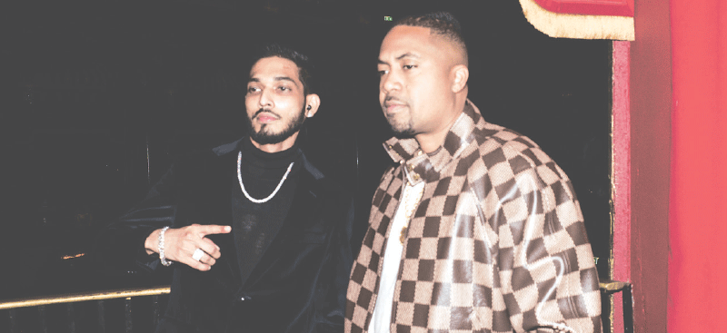  Talha Anjum with rap artist NAS whose label Mass Appeal has signed him as their artist 