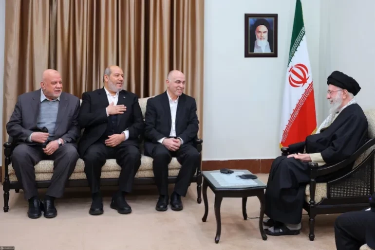  Iranian Supreme Leader Ayatollah Ali Khamenei meets Hamas officials in Tehran on Saturday. &mdash; Khamenei&rsquo;s official website 