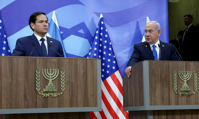 U.S. Secretary of State Marco Rubio and Israeli Prime Minister Benjamin Netanyahu make joint statements to the press at the Prime Minister’s office in Jerusalem on February 16. — Reuters