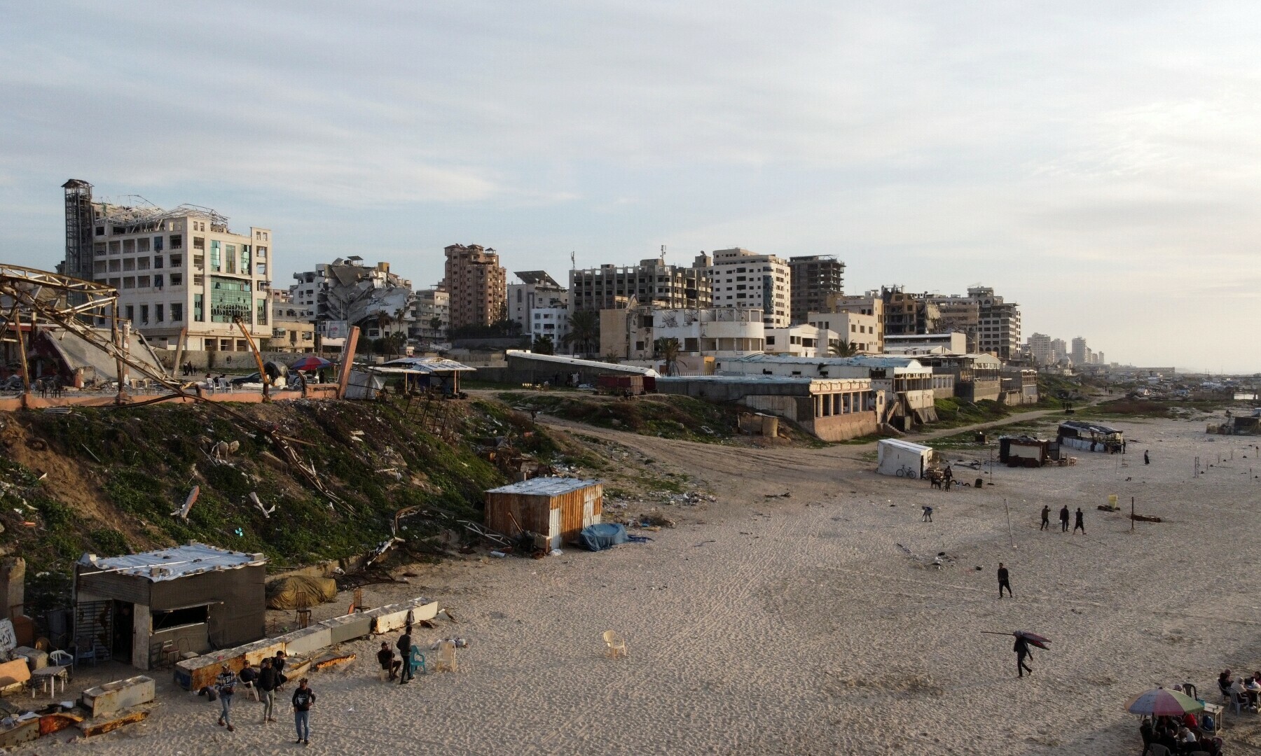  A drone view shows Palestinians spending time on a beach, amid a ceasefire between Israel and Hamas, in Gaza City on February 18, 2025. &mdash; Reuters/Dawoud Abu Alkas 