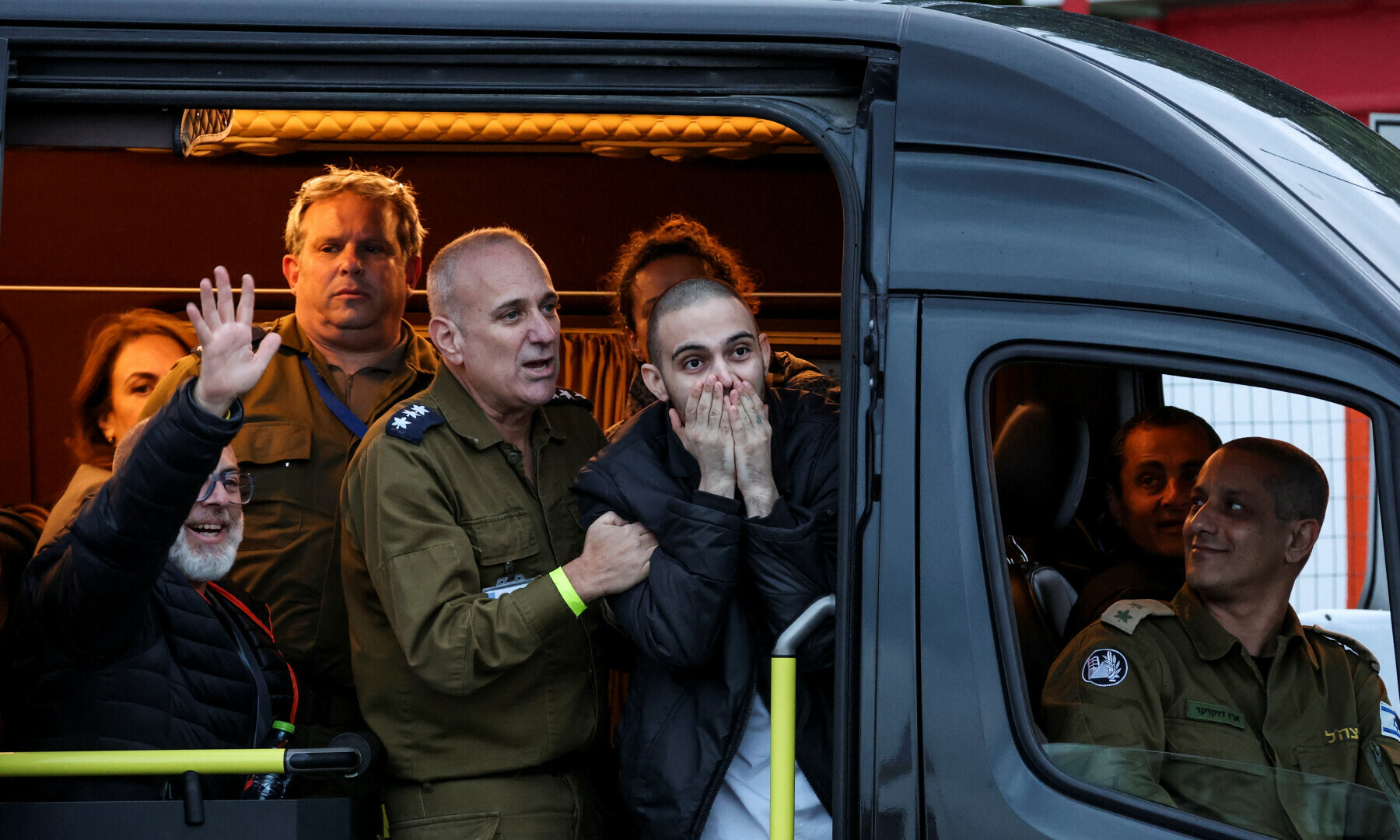 Omer Wenkert, a hostage who was held in Gaza since the deadly October 7, 2023 attack, reacts after he was released from captivity as part of the Gaza ceasefire deal, at Beilinson Schneider complex in Petah Tikva, Israel on Feb 22, 2025. — Reuters/Nir Elias