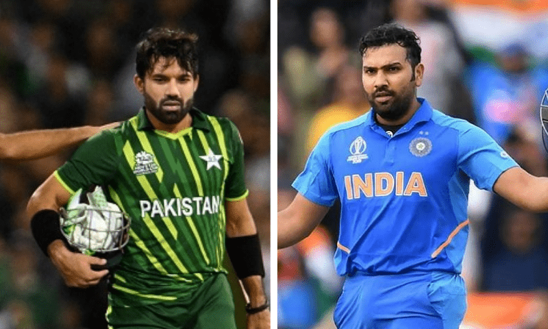 Pakistan cricket captain Muhammad Rizwan (L) and India counterpart Rohit Sharma (R). &mdash; AFP/File photos