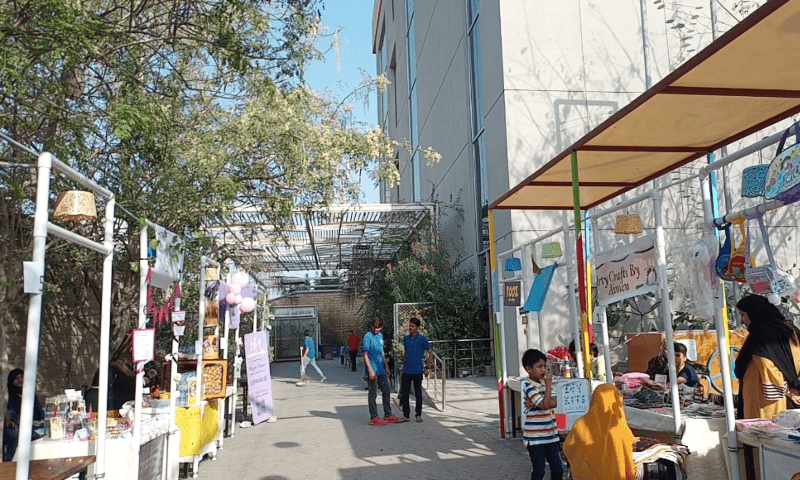 Visitors at the Children’s Market, organised by TDF MagnifiScience Centre, in Karachi on Saturday. — Photo by author